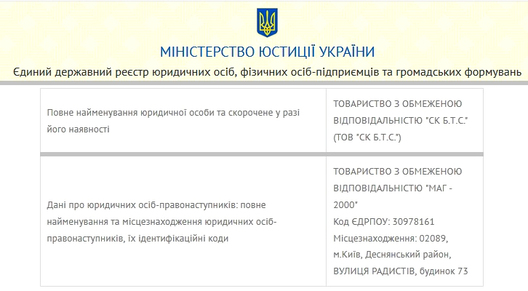 Вытрымка з АДР Мінюста Украіны адносна кампаніі ТАА «СК Б.Т.С.» Вытрымка з АДР Мінюста Украіны адносна кампаніі ТАА «СК Б.Т.С.»