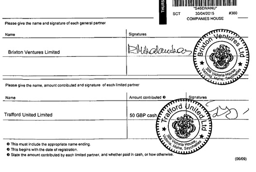 Вытрымка з заявы наконт рэестрацыі Danbay Export LP / Companies House Вытрымка з заявы наконт рэестрацыі Danbay Export LP / Companies House