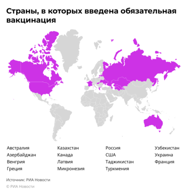 Краіны, дзе заканадаўча зацверджаныя прышчэпкі як неабходны метад барацьбы з пандэміяй Краіны, дзе заканадаўча зацверджаныя прышчэпкі як неабходны метад барацьбы з пандэміяй