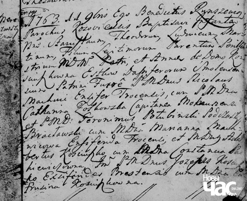 Метрыка аб хросьце Станіслава Эсткі ў 1763 годзе Метрыка аб хросьце Станіслава Эсткі ў 1763 годзе