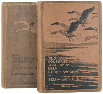 Першае шведскае выданне ''Дзіўнага падарожжа Нільса...'" Першае шведскае выданне ''Дзіўнага падарожжа Нільса...'"