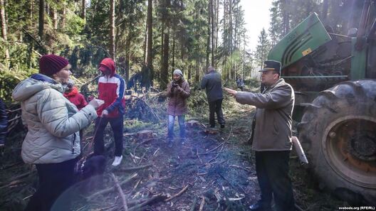 Пратэст жыхароў Бараўлянаў супраць высякання лесу ў красавіку 2016 году Пратэст жыхароў Бараўлянаў супраць высякання лесу ў красавіку 2016 году
