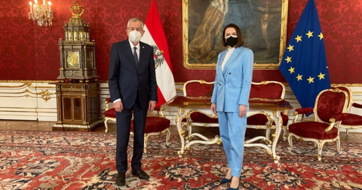 Святлана Ціханоўская сустрэлася з прэзідэнтам Аўстрыі, чакаюцца перамовы з канцлерам і кіраўніком МЗС