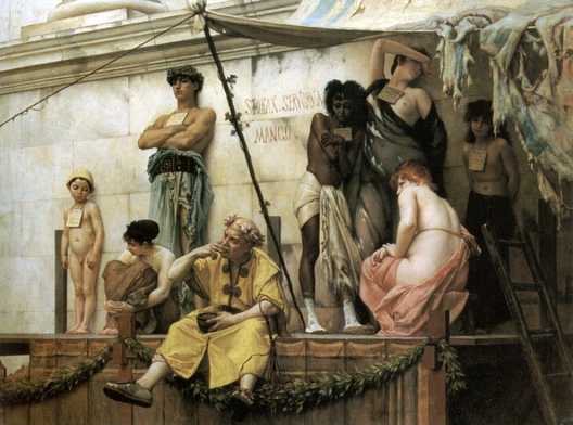 Карціна Гюстава Буланжэ "Гандаль рабамі", 1886 Карціна Гюстава Буланжэ "Гандаль рабамі", 1886