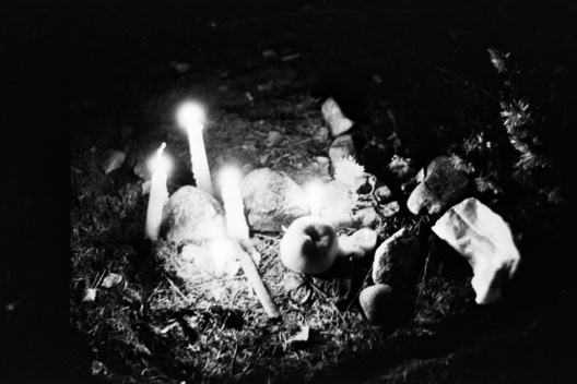Дзяды, 29 кастрычніка 1989 году. Першыя стыхійныя ўшанаванні расстрэльных ямаў у Курапатах. Аўтар фота: Уладзімір Сапагоў. Дзяды, 29 кастрычніка 1989 году. Першыя стыхійныя ўшанаванні расстрэльных ямаў у Курапатах. Аўтар фота: Уладзімір Сапагоў. 