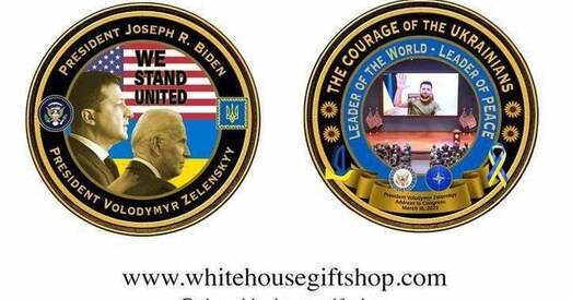 Белы дом прадставіў сувенірную манету, прысвечаную Уладзіміру Зяленскаму