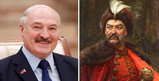 Аляксандр Лукашэнка і Багдан Хмяльніцкі, ілюстрацыя Еўрарадыё Аляксандр Лукашэнка і Багдан Хмяльніцкі, ілюстрацыя Еўрарадыё