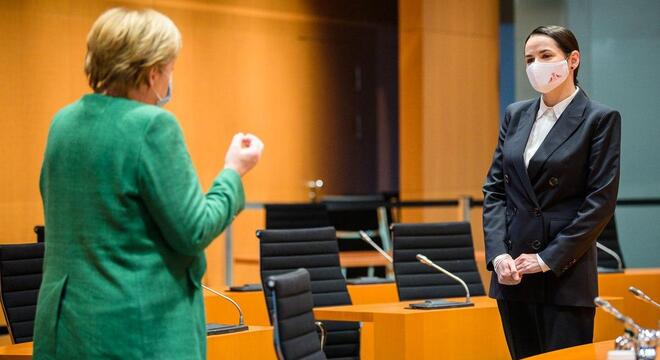 Святлана Ціханоўская сустрэлася з канцлерам ФРГ Ангелай Меркель Святлана Ціханоўская сустрэлася з канцлерам ФРГ Ангелай Меркель