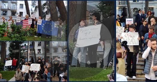 Ля будынка парламента Грузіі — акцыя супраць авіязносін з Расіяй