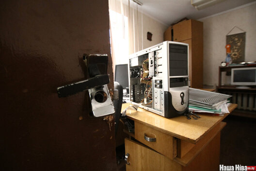 Офіс прафсаюза РЭП пасля ператрусу. Фота: "Наша ніва". Офіс прафсаюза РЭП пасля ператрусу. Фота: "Наша ніва".