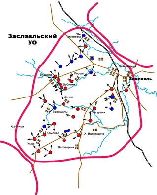 Схема савецкіх ДАКаў пад Заслаўем Схема савецкіх ДАКаў пад Заслаўем