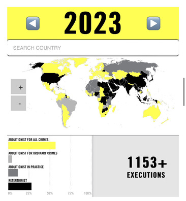 Статыстыка аб смяротным пакаранні, заснаваная на даследаваннях Amnesty International, якая паказвае агульную колькасць пакаранняў смерцю Статыстыка аб смяротным пакаранні, заснаваная на даследаваннях Amnesty International, якая паказвае агульную колькасць пакаранняў смерцю