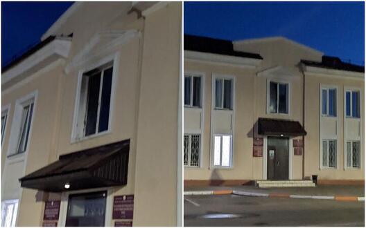 Сляды падпалу ў будынку РАУС Сляды падпалу ў будынку РАУС