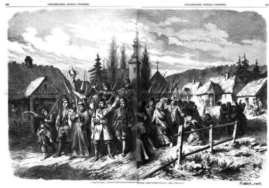 Выхад паўстанцаў 1863 года з Гародні. L’iIIustration, v.41 1863-№1053 Выхад паўстанцаў 1863 года з Гародні. L’iIIustration, v.41 1863-№1053