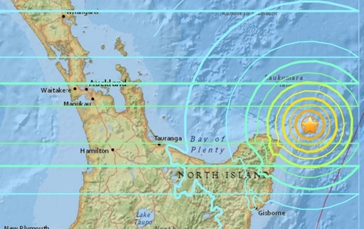 Фота: earthquake.usgs.gov. Эпіцэнтр землятрусу размяшчаўся ў 170 кіламетрах на паўночны ўсход ад горада Гісбарн Фота: earthquake.usgs.gov. Эпіцэнтр землятрусу размяшчаўся ў 170 кіламетрах на паўночны ўсход ад горада Гісбарн
