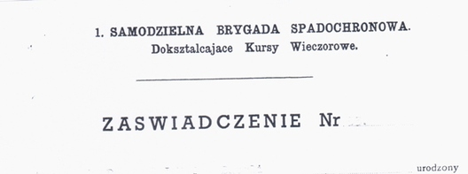 Адзін з даументаў польскай парашутнай брыгады Адзін з даументаў польскай парашутнай брыгады